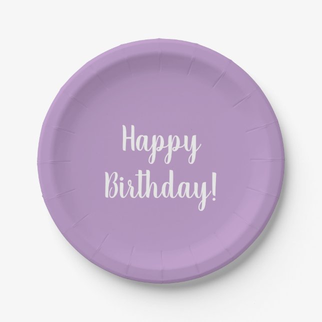 Happy Birthday Purple Lilac Birthday Party Paper Plate (Front)