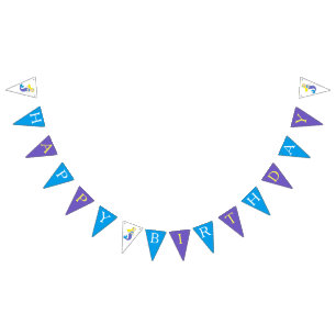 Happy Birthday Purple Mermaid Tail Pool Party Bunting