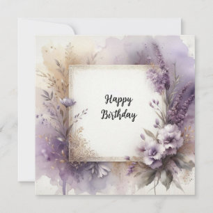 happy birthday purple splash card 