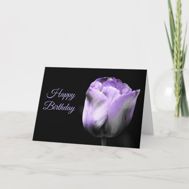 Happy Birthday Purple Tulip *customise* Card (Front)