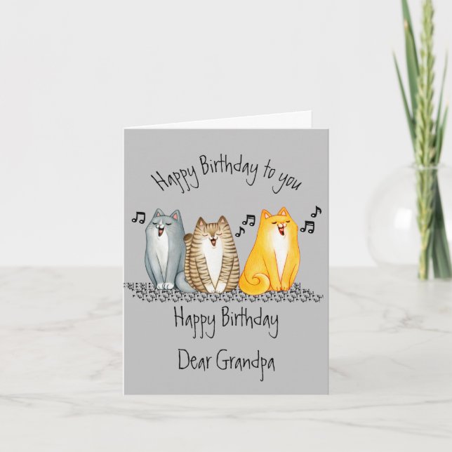Happy Birthday Purrrfect Grandpa Ever Cute Cats Card (Front)