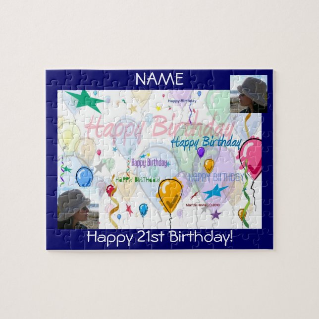 Happy Birthday Puzzle (Personalise w/Photos) (Horizontal)