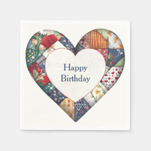 Happy Birthday Quilted Heart Napkin