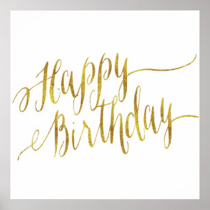 Happy Birthday Quote Gold Faux Foil Quotes Poster