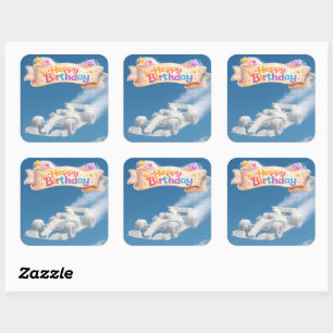 Happy birthday racing car cloud Square Sticker
