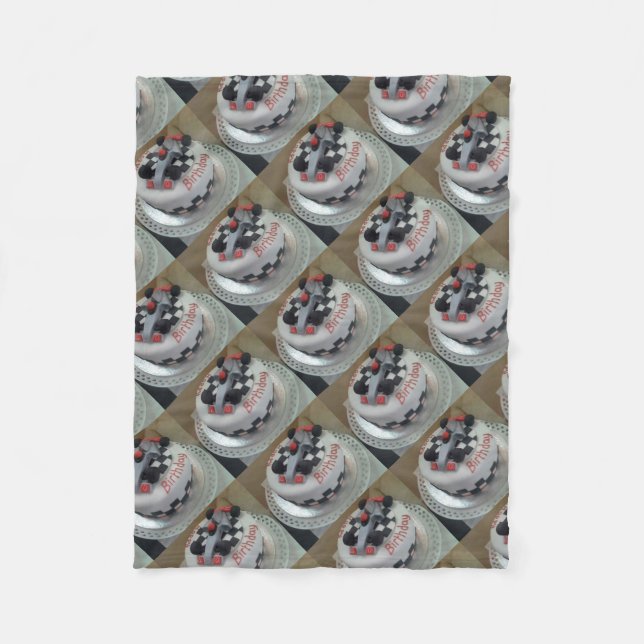 happy birthday racing car fleece blanket (Front)