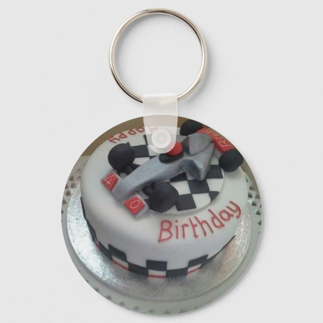 happy birthday racing car key ring (Front)