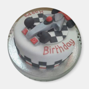 happy birthday racing car magnet