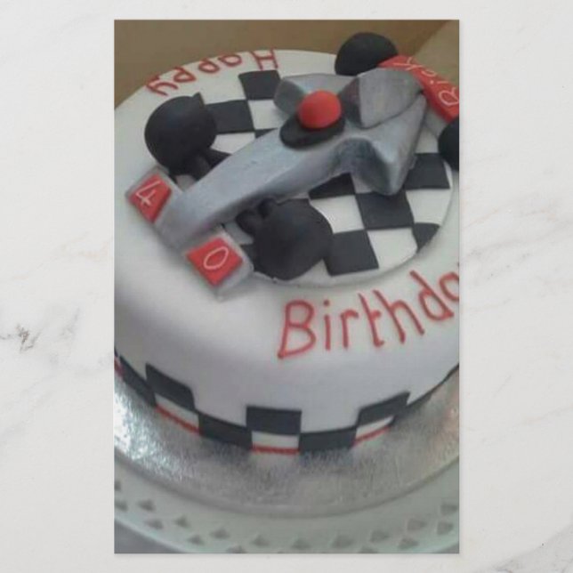happy birthday racing car stationery (Front)