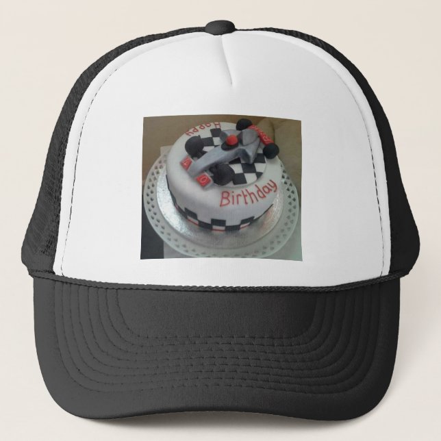 happy birthday racing car trucker hat (Front)
