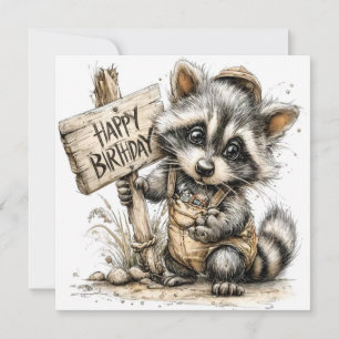 Happy Birthday Racoon Card