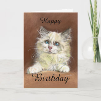 Happy Birthday Ragdoll Kitten Art Card