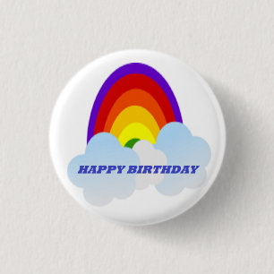 "HAPPY BIRTHDAY" RAINBOW 3 CM ROUND BADGE