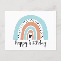 Happy Birthday Rainbow Blue Peach
