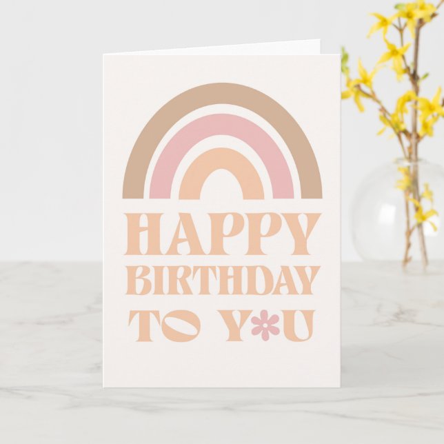 Happy Birthday Rainbow Card (Yellow Flower)