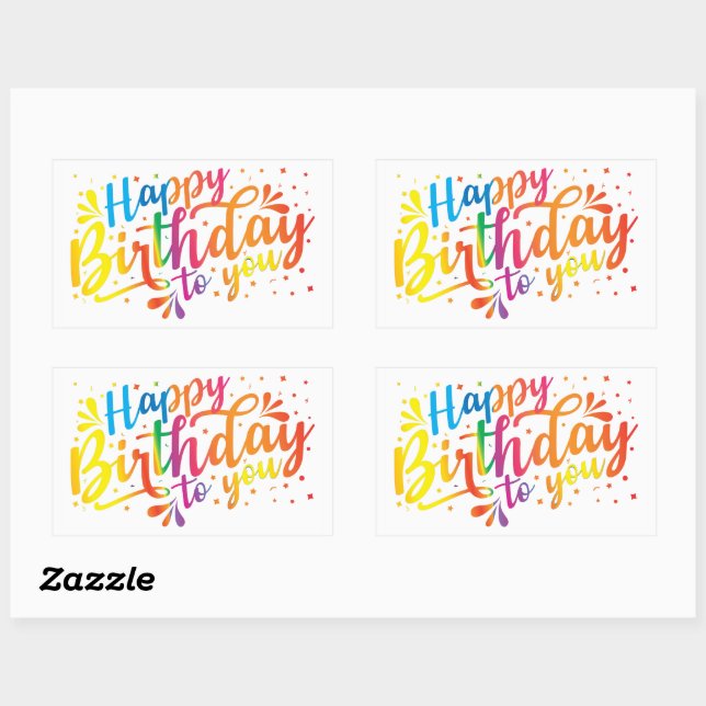 Happy Birthday - rainbow colours Birthday Rectangu Rectangular Sticker (Sheet)