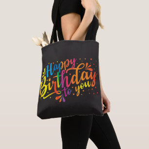 Happy Birthday - rainbow colours Birthday  Tote Bag