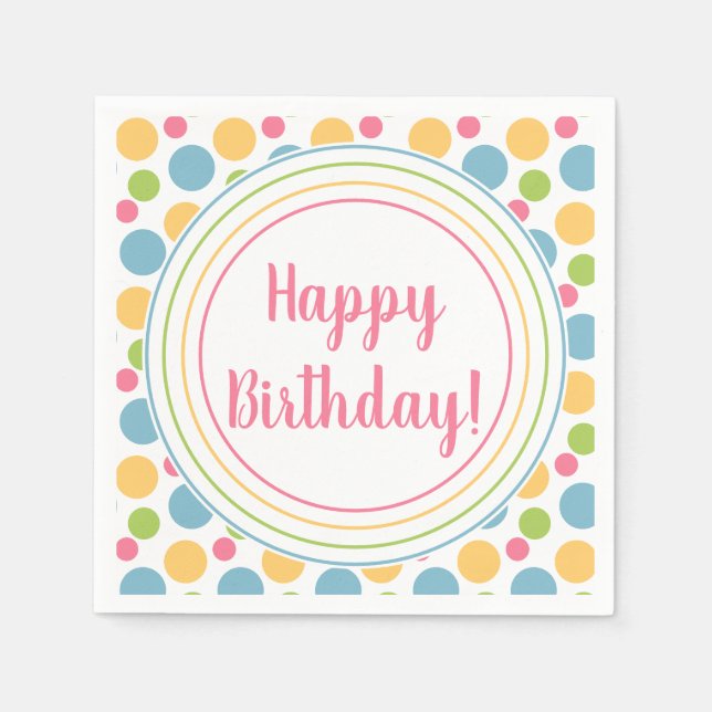 Happy Birthday Rainbow Colours Napkin (Front)