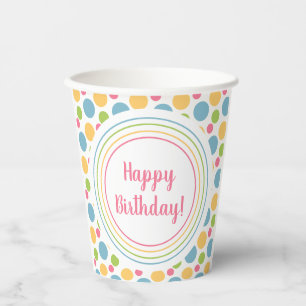 Happy Birthday Rainbow Colours Party Paper Cups