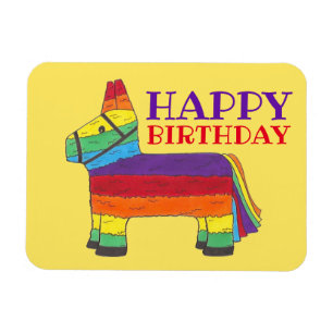 Happy Birthday Rainbow Donkey Pinata Fiesta Party Magnet