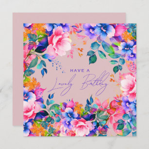 Happy Birthday Rainbow Garden Floral Blush Card