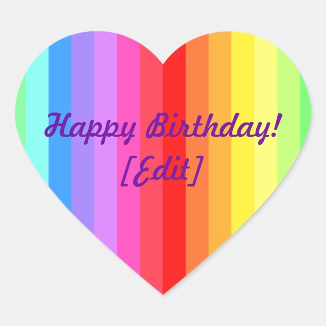 Happy Birthday - Rainbow Heart Stickers (Front)
