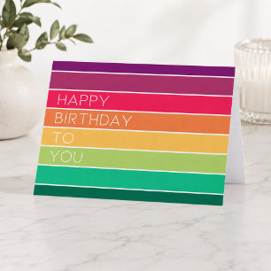 Happy Birthday Rainbow Modern Stripe LGBT Fun Card