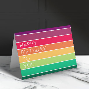 Happy Birthday Rainbow Modern Stripe LGBT Fun Card