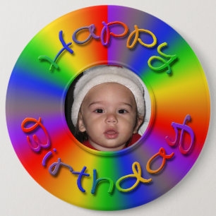 Happy Birthday Rainbow Photo Button