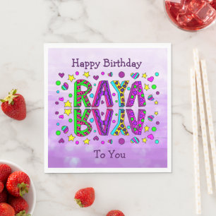 Happy Birthday Raya Party Napkin