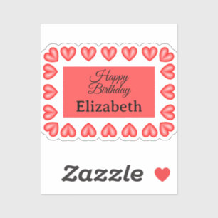 Happy birthday rectangle heart frame custom name