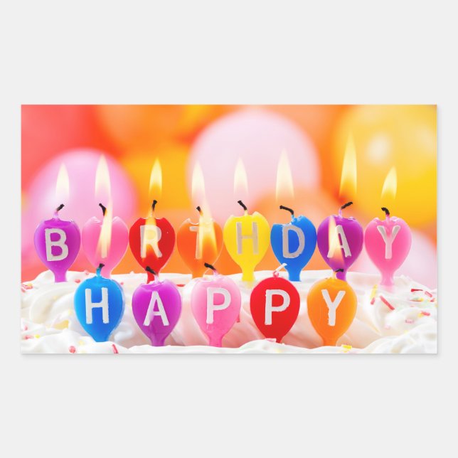 Happy Birthday Rectangular Sticker (Front)