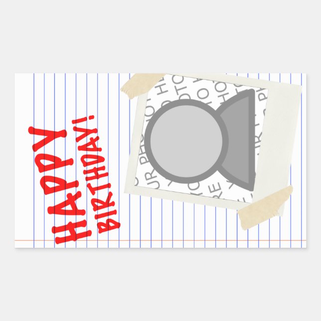 happy birthday rectangular sticker (Front)