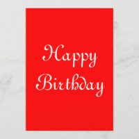 Happy Birthday. Red and White. Custom