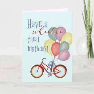 Happy Birthday Red Bicycle with Balloons Card