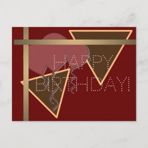 Happy Birthday red brown gold Postcard