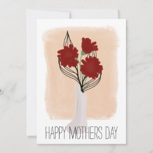 Happy Birthday Red Florals Brush Stroke Card