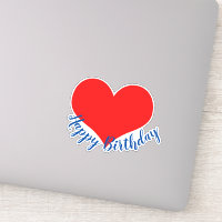Happy Birthday Red Heart Cute Colourful Modern