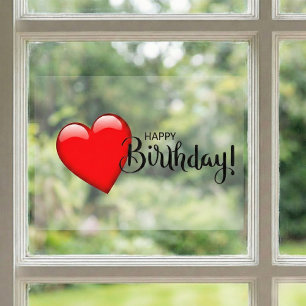 Happy Birthday ❤️ Red Heart ❤️ Window Cling
