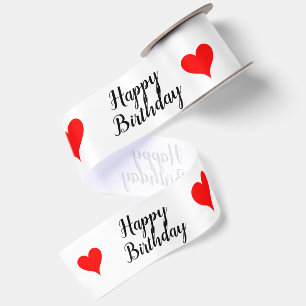 Happy Birthday Red Hearts 3" Satin Ribbon