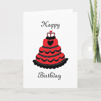 Happy Birthday Red Hearts Gothic Cake Card