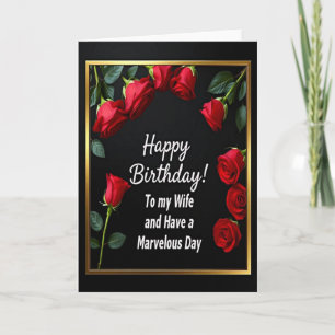 Happy Birthday Red Rose Wife Card