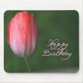 happy birthday red tulip flower mouse pad