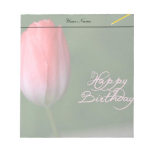 happy birthday red tulip flower notepad
