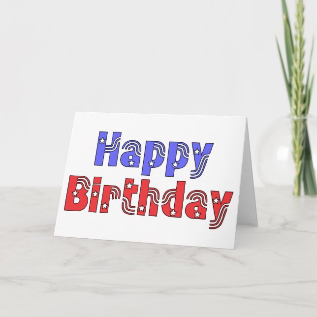 Happy Birthday Red, White & Blue Card (Front)