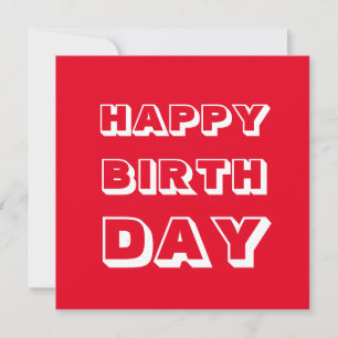 Happy Birthday, Red white modern bold Card