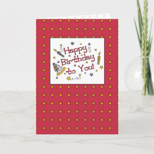Happy Birthday Red with Stars Card