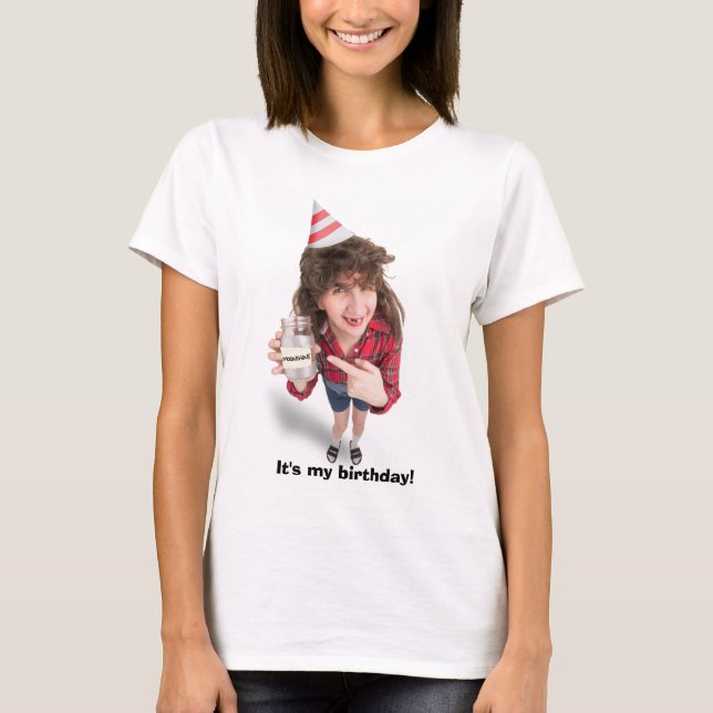 Happy Birthday Redneck Woman With Moonshine Humour T-Shirt (Front)