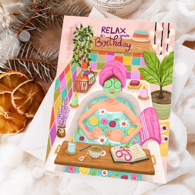 Happy Birthday Relax Woman Flowers Mum Girl Mother Card (Creator Uploaded)