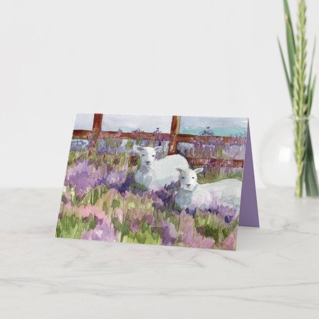 Happy Birthday Religious Blessings Lambs Lavender Card (Front)